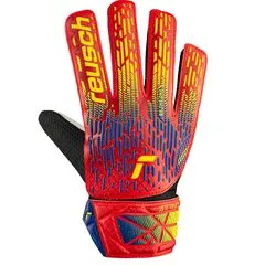 Rękawice bramkarskie dziecięce REUSCH Attrakt Starter Solid Junior czerwono-żółte, Kolor: czerwony, Rozmiar: 8