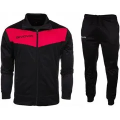 GIVOVA dres sportowy męski komplet bluza i spodnie Triacetato czarny/czerwony, Kolor: czarno-czerwony, Rozmiar: S