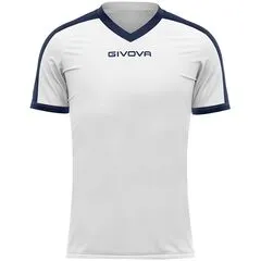 GIVOVA koszulka sportowa męska t-shirt treningowy MAC04 biała, Kolor: biało-granatowy, Rozmiar: XL