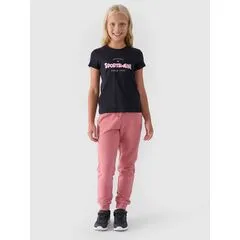 4F JUNIOR Spodnie dresowe dziewczęce F0829 różowe, Kolor: różowy, Rozmiar: 140
