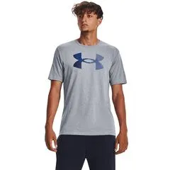 UNDER ARMOUR t-shirt męski koszulka bawełniana sportowa BIG LOGO szara, Kolor: szary, Rozmiar: S