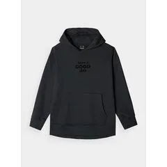 4F bluza bawełniana dla dziewczynki z kapturem 4FJWAW24TSWSF1218 czarna, Kolor: czarny, Rozmiar: 134