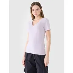 4F t-shirt bawełniany slim koszulka do ćwiczeń 4FWSS25TTSHF1990 fioletowa, Kolor: fioletowy, Rozmiar: XL