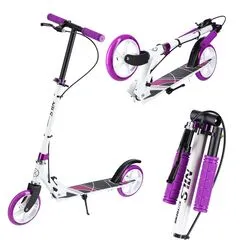 NILS EXTREME hulajnoga młodzieżowa z kauczukowymi kołami HM0180 biała/fioletowy, Kolor: fioletowy, Waga: 4kg