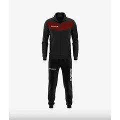GIVOVA dres sportowy męski komplet bluza i spodnie Triacetato czarny/czerwony