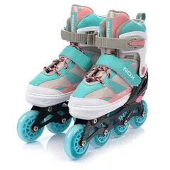 METEOR rolki dziecięce z kauczukowymi kołami dla początkujących ROX, Kolor: niebieski, Rozmiar: 30-33