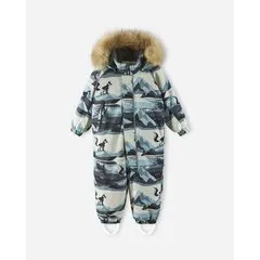 REIMA kombinezon zimowy z futerkiem Lappi beżowo-niebieski, Kolor: beżowy, Rozmiar: 80 cm
