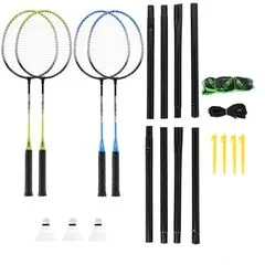 NILS Steel / Zestaw Do Badmintona 4 Rakiety + 3 Lotki + Siatki 195x22cm + Pokrowiec