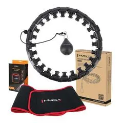 ZESTAW Hula Hop Hhw01 Black Z Wypustkami I Obciążnikiem + Pas Br163 Red HMS, Kolor: czarny