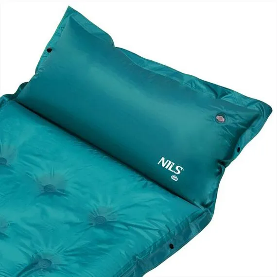 NILS CAMP mata samopompująca turystyczna z poduszką NC4018 zielona, Kolor: morski, Waga: 1, 5 zdjęcie