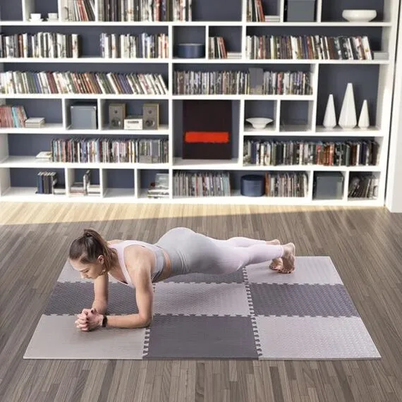 HMS mata typu puzzle pod sprzęt do ćwiczeń 9 elementów MP12 szare, Kolor: l.gray, Waga: 0,8, 10 zdjęcie