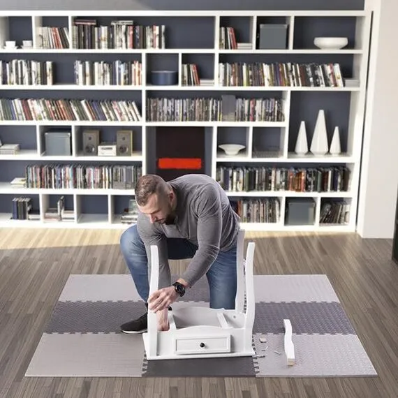 HMS mata typu puzzle pod sprzęt do ćwiczeń 9 elementów MP12 szare, Kolor: l.gray, Waga: 0,8, 4 zdjęcie