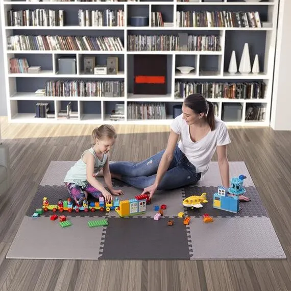 HMS mata typu puzzle pod sprzęt do ćwiczeń 9 elementów MP12 szare, Kolor: l.gray, Waga: 0,8, 6 zdjęcie