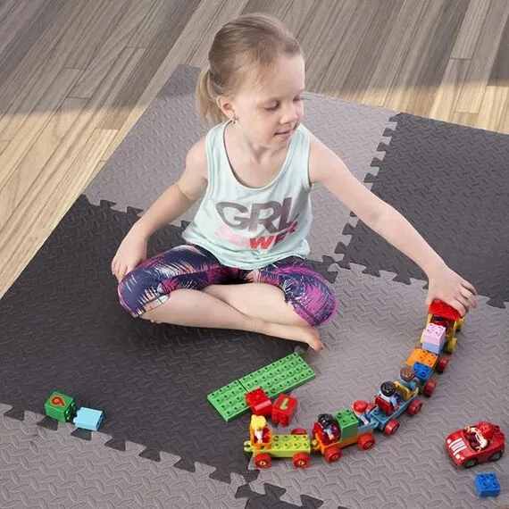 HMS mata typu puzzle pod sprzęt do ćwiczeń 9 elementów MP12 szare, Kolor: l.gray, Waga: 0,8, 7 zdjęcie