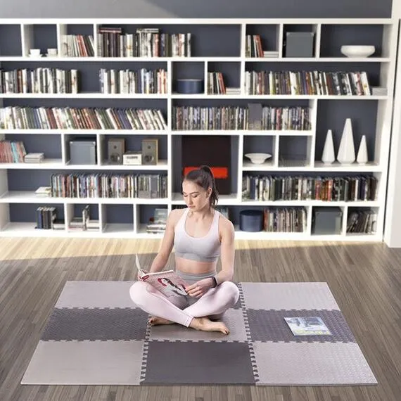 HMS mata typu puzzle pod sprzęt do ćwiczeń 9 elementów MP12 szare, Kolor: l.gray, Waga: 0,8, 8 zdjęcie