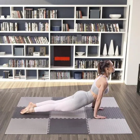 HMS mata typu puzzle pod sprzęt do ćwiczeń 9 elementów MP12 szare, Kolor: l.gray, Waga: 0,8, 9 zdjęcie