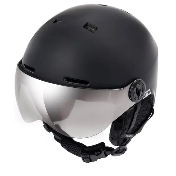METEOR kask narciarski z przyłbicą męski regulowany Falven czarny, Kolor: czarny, Rozmiar: 53-55