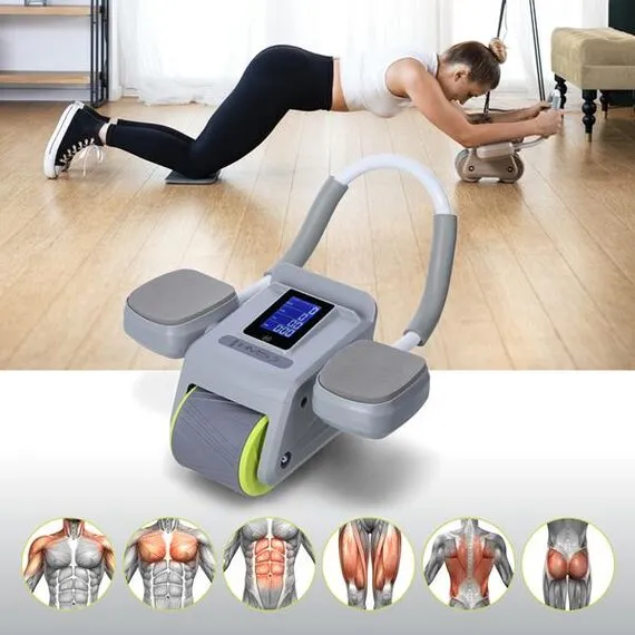 HMS KA08 GRAY ABS AUTOMATYCZNE KOŁO DO ĆWICZEŃ MIĘŚNI BRZUCHA Z WYŚWIETLACZEM LCD I ŁADOWANIEM, Kolor: szary, 6 zdjęcie