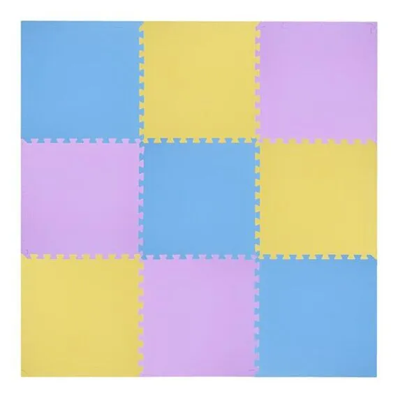 Mata puzzle pod sprzęt do ćwiczeń 9 elementów 180x180cm MP10 niebieska/fioletowa/żółta, Kolor: zółty/niebieski/fioletowy, 11 zdjęcie