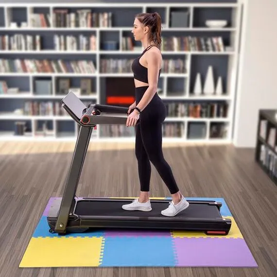 Mata puzzle pod sprzęt do ćwiczeń 9 elementów 180x180cm MP10 niebieska/fioletowa/żółta, Kolor: zółty/niebieski/fioletowy, 5 zdjęcie