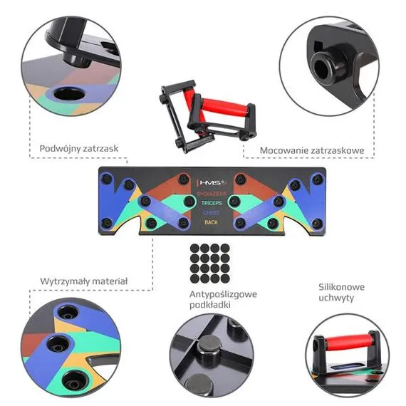 HMS uchwyty do pompek wielofunkcyjna deska do ćwiczeń PU10, Kolor: czerwony, 5 zdjęcie