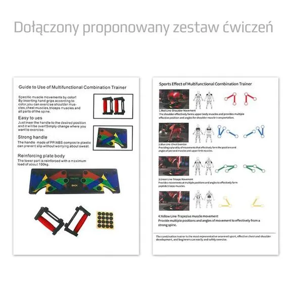 HMS uchwyty do pompek wielofunkcyjna deska do ćwiczeń PU10, Kolor: czerwony, 6 zdjęcie