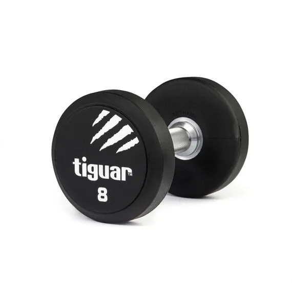 TIGUAR hantle treningowy ciężarek do ćwiczeń siłowych 8kg czarny, Kolor: czarny, Waga: 8