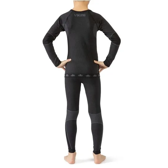 VIKING RIKO bielizna termoaktywna dziecięca komplet spodnie i bluza czarna, Kolor: czarny, Rozmiar: 128/140, 2 zdjęcie