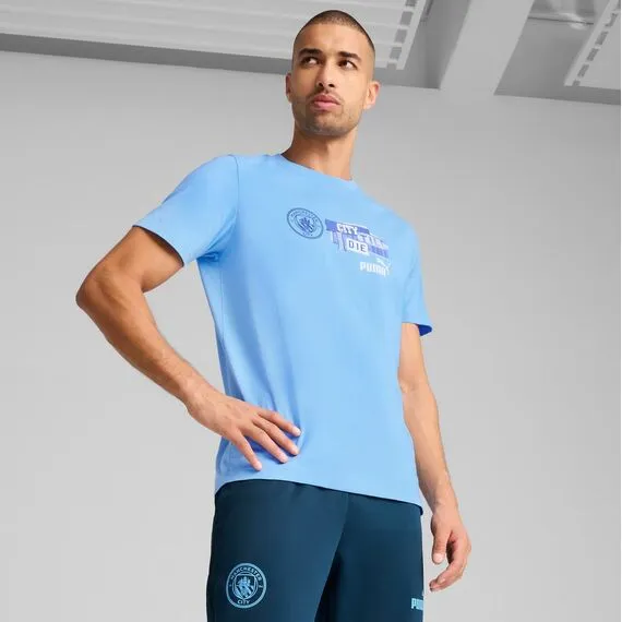 PUMA koszulka sportowa Manchester City niebieska, Kolor: niebieski, Rozmiar: M