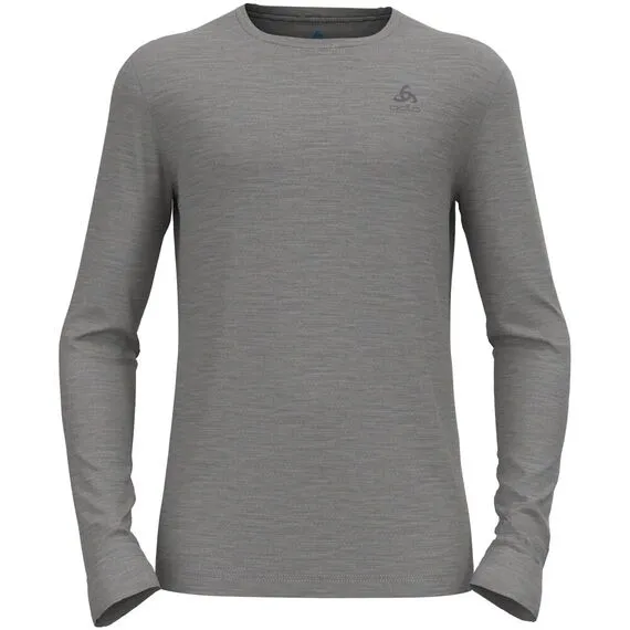 ODLO Koszulka męska BL TOP crew neck l/s MERINO 200 szara, Kolor: szary, Rozmiar: M