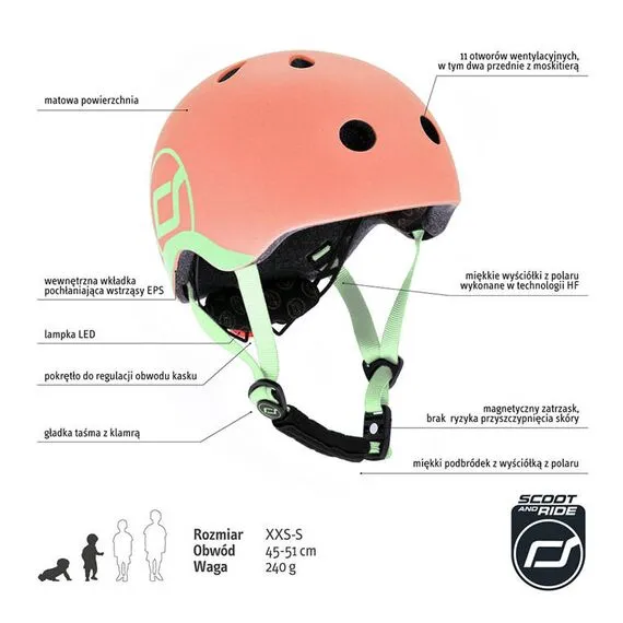 SCOOTANDRIDE Kask XXS-S dla dzieci 1-5 lat czerwony