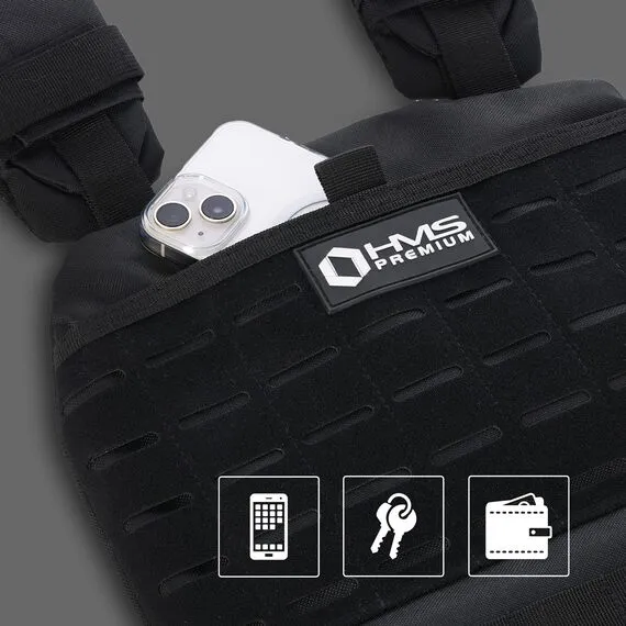 HMS kamizelka treningowa crossfit z obciążeniem 13,5kg TKO14 czarna, Kolor: czarny, Waga: 13.5, Rozmiar: one size, 8 zdjęcie