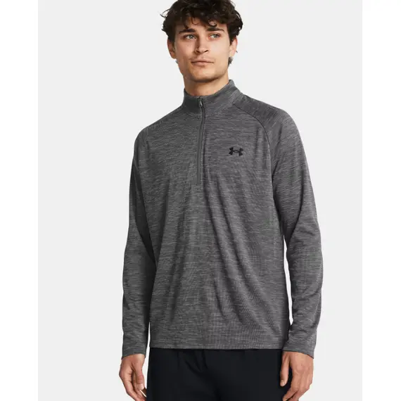 UNDER ARMOUR koszulka z długim rękawem longsleeve z zamkiem UA Tech szara, Kolor: szary, Rozmiar: L
