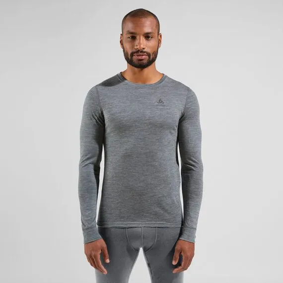 ODLO Koszulka męska BL TOP crew neck l/s MERINO 200 szara, Kolor: szary, Rozmiar: XL