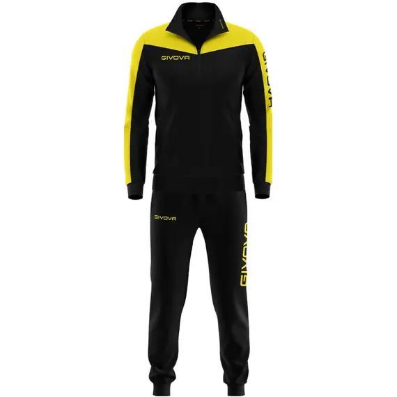 GIVOVA dres męski komplet spodnie i bluza TR036 czarny, Kolor: żółty, Rozmiar: 3XL