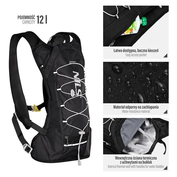 NILS CAMP plecak biegowy z miejscem na bukłak 12L JOURNEY NC1797 czarny, Kolor: czarny, Rozmiar: one size, 2 zdjęcie NILS CAMP plecak biegowy z miejscem na bukłak 12L JOURNEY NC1797 czarny, Kolor: czarny, Rozmiar: one size, 2 zdjęcie