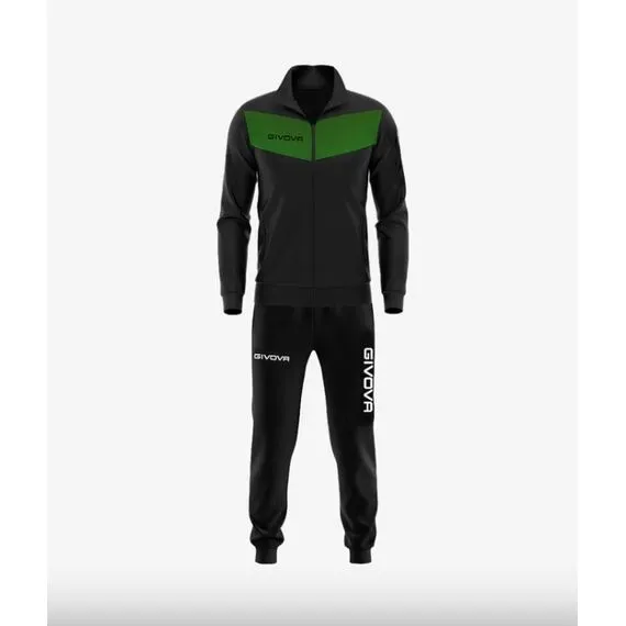 GIVOVA dres sportowy męski komplet bluza i spodnie Triacetato czarny/zielony GIVOVA dres sportowy męski komplet bluza i spodnie Triacetato czarny/zielony