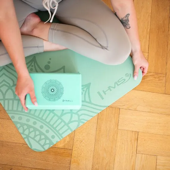 HMS kostka do jogi rozciągania fitness KJ02 miętowa, Kolor: niebieski, Rozmiar: one size, 2 zdjęcie