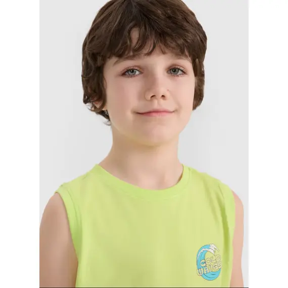 4F koszulka dziecięca bezrękawnik dla chłopca 4FJWSS25TSLEM162 zielona, Kolor: zielony, Rozmiar: 152, 5 zdjęcie