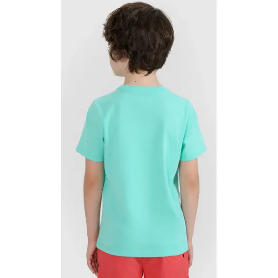 4F t-shirt bawełniana koszulka chłopięca 4FJWSS25TTSHM1917 miętowa, Kolor: niebieski, Rozmiar: 158, 4 zdjęcie