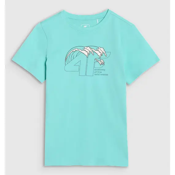4F t-shirt bawełniana koszulka chłopięca 4FJWSS25TTSHM1917 miętowa, Kolor: niebieski, Rozmiar: 158, 2 zdjęcie
