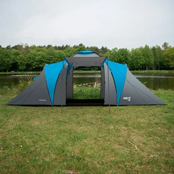 NILS CAMP namiot turystyczny z przedsionkiem rodzinny NC6031 HIGHLAND, Kolor: szary, 4 zdjęcie
