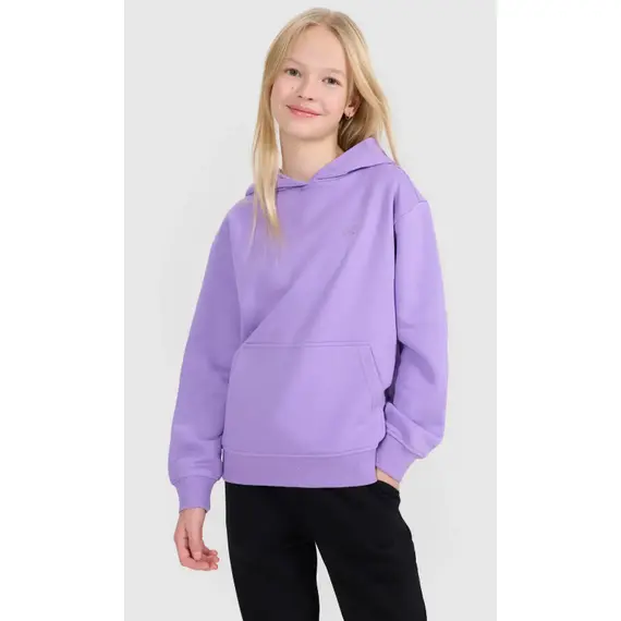 4F bluza bawełniana dziecięca z kapturem 4FJWSS25TSWSF1854 fioletowa, Kolor: fioletowy, Rozmiar: 140