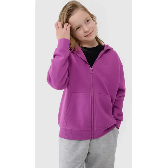 4F bluza rozpinana dla dziewczynki 4FJWSS25TSWSF1853 fioletowa, Kolor: fioletowy, Rozmiar: 164