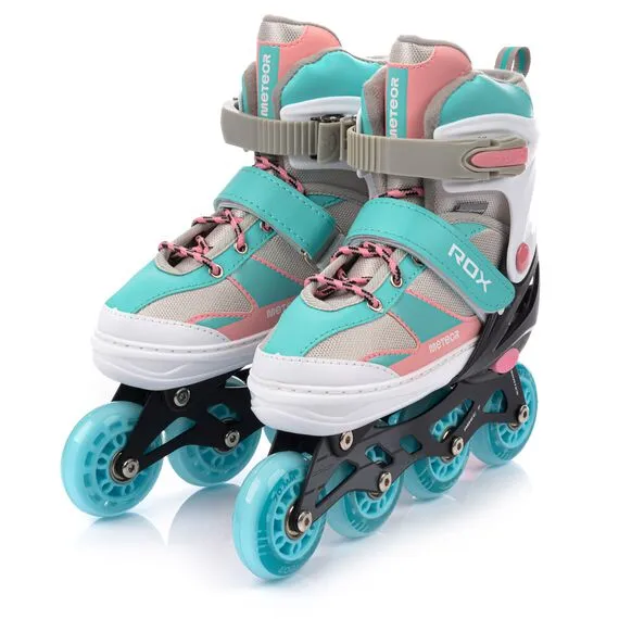 METEOR rolki dziecięce z kauczukowymi kołami dla początkujących ROX, Kolor: niebieski, Rozmiar: 30-33