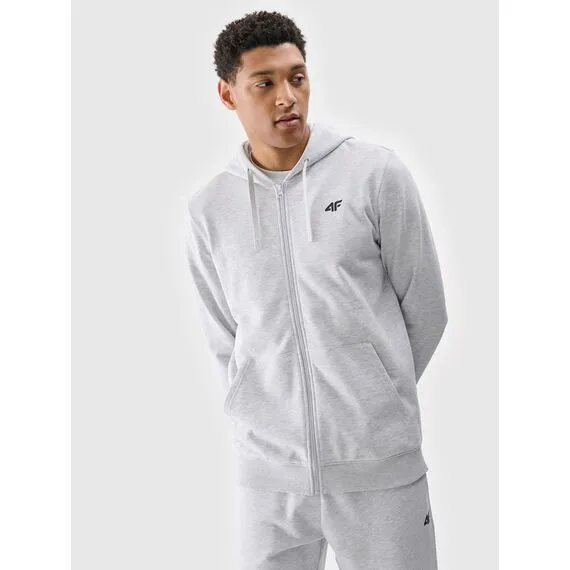 4F bluza dresowa męska rozpinana z kapturem 4FWMM00TSWSM1768 szary