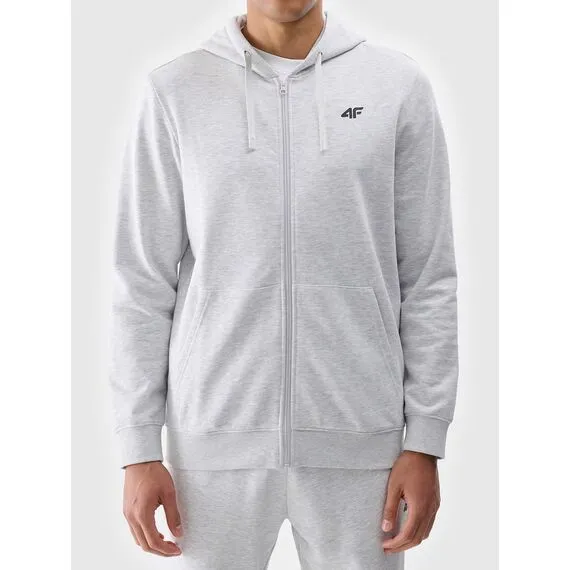 4F bluza dresowa męska rozpinana z kapturem 4FWMM00TSWSM1768 szary