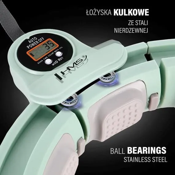 HMS HHM13 Hula Hop z Magnesami I Obciążnikiem + Licznik, Kolor: zielony, 10 zdjęcie