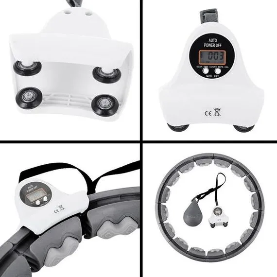 HHW06 Hula Hop Black Z Wypustkami I Obciążnikiem + Licznik HMS, 4 zdjęcie