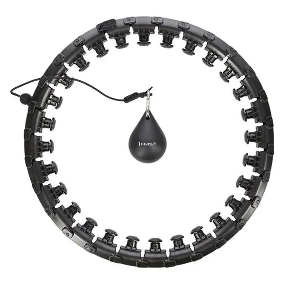 HMS HHW12 Plus Size Hula Hop z Wypustkami i obciążnikiem z regulacją, Kolor: czarny